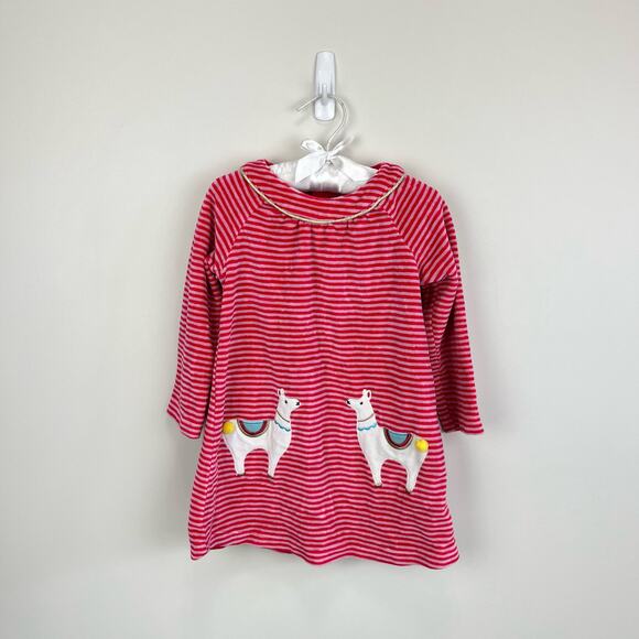 Mini Boden Striped Applique Velour Llama Dress 18-24 Months - Picture 1 of 5